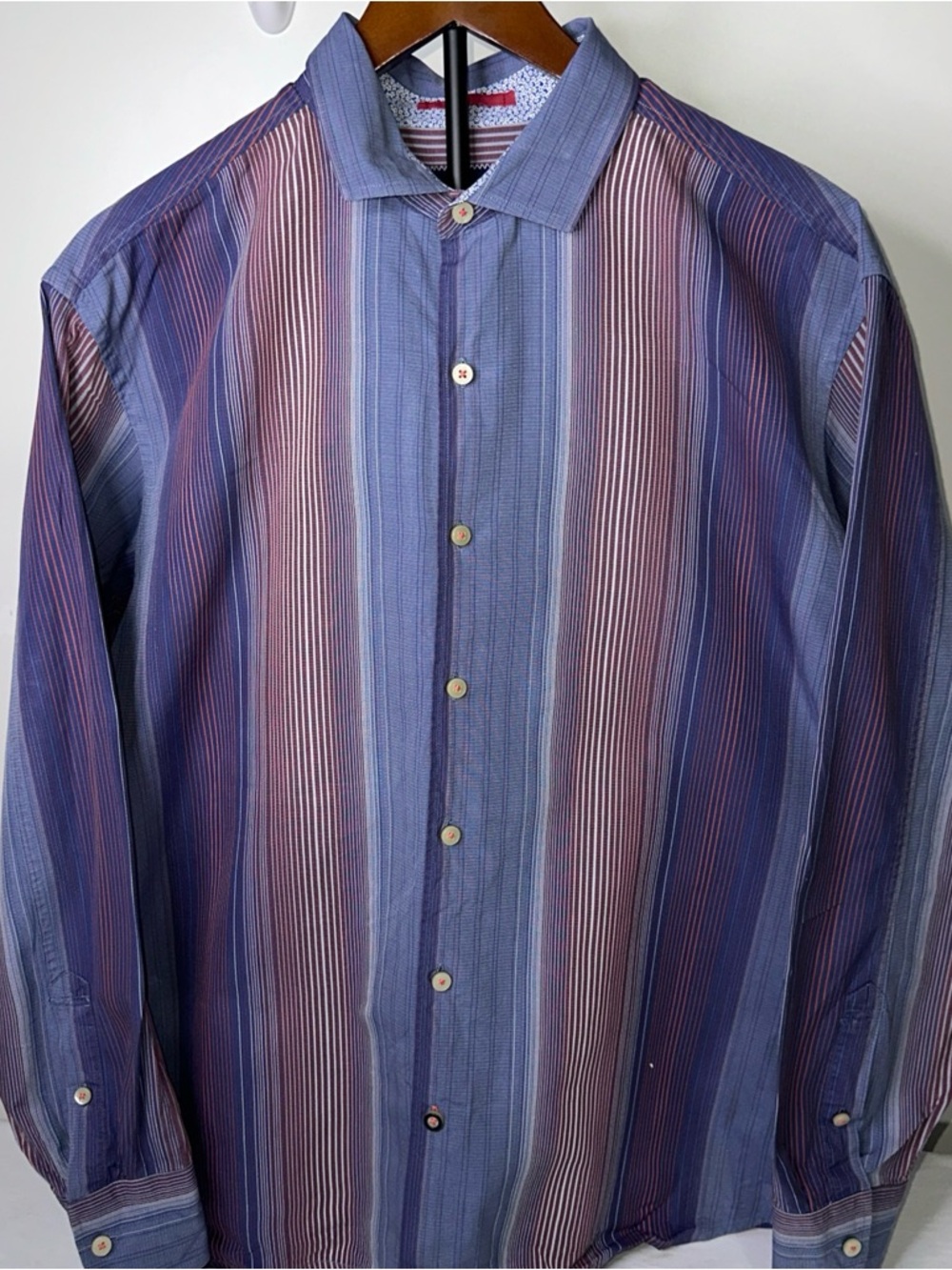 Tommy Bahama Vertical Striped Button-Up Shirt in Blue and Purple